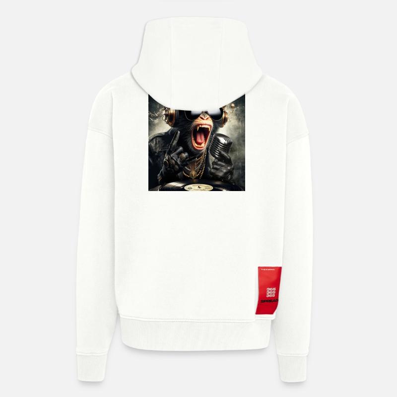 Singe DJ - Veste à capuche bio épaisse oversize fabriqué en UE - OFF WHITE