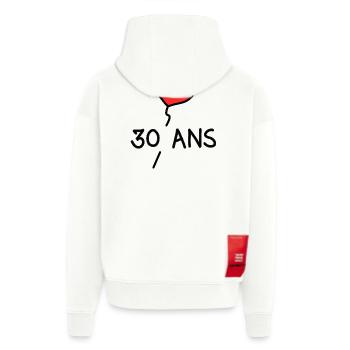 30. 30 ANS. 30e ANNIVERSAIRE. ANNIVERSAIRE 30 ANS. - Veste à capuche bio épaisse oversize fabriqué en UE - OFF WHITE - Dos