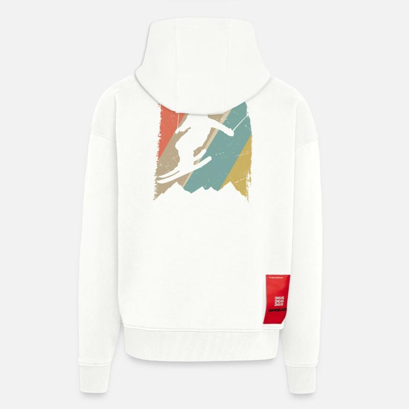 Retro Snowboard Silhouette auf Pastellstreifen - Zip Hoodie - made by SPREAD - OFF WHITE