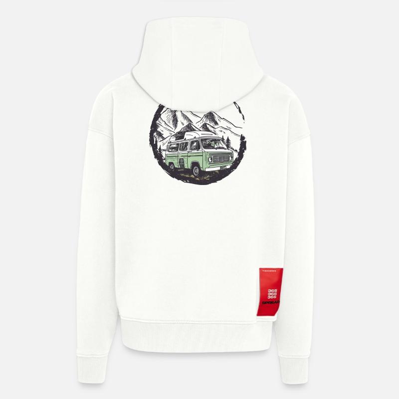 Retro Camper im Mountain Circle - Zip Hoodie - made by SPREAD - OFF WHITE