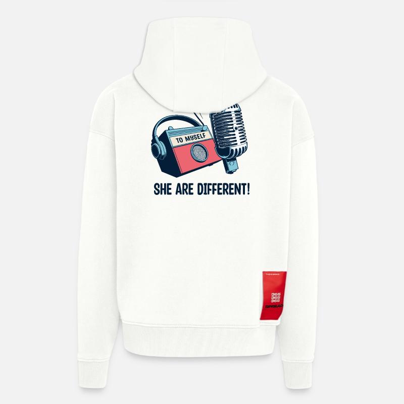Ils sont différents ! - Veste à capuche bio épaisse oversize fabriqué en UE - OFF WHITE