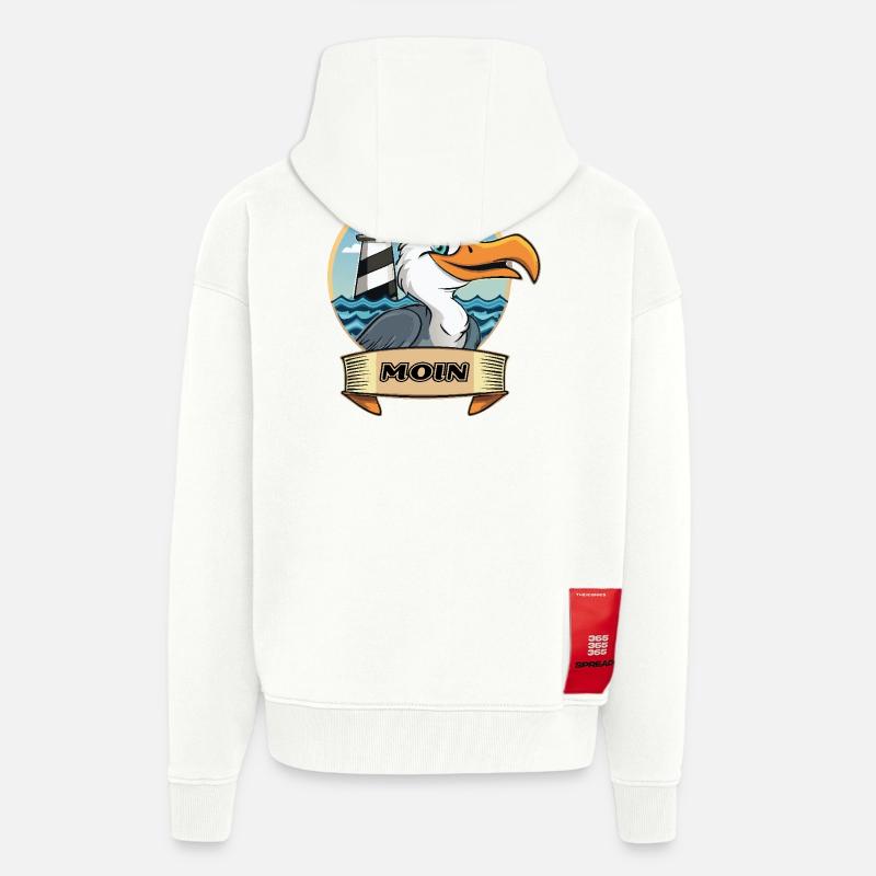 Moin -Möve mit Leuchtturm - Zip Hoodie - made by SPREAD - OFF WHITE