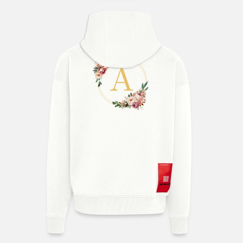 A Monogram, Flower Wreath, Personalizable - Zip Hoodie - made by SPREAD - OFF WHITE
