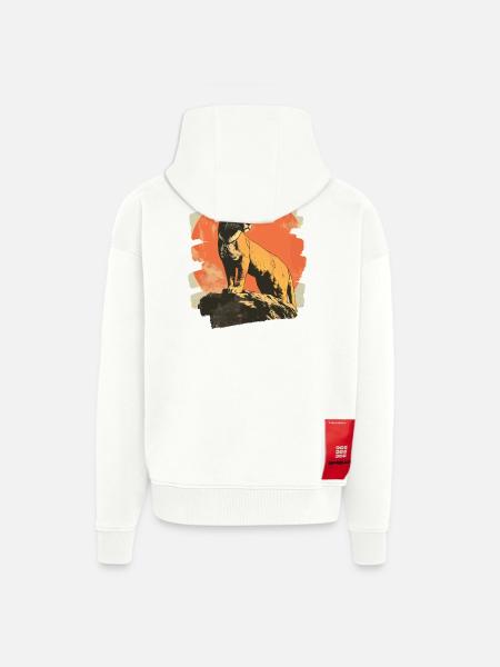 Lion from mountain Retro - Zip Hoodie - made by SPREAD - OFF WHITE