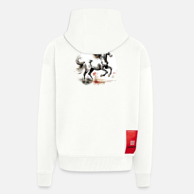 Chinesisches Sternzeichen Pferd - Zip Hoodie - made by SPREAD - OFF WHITE
