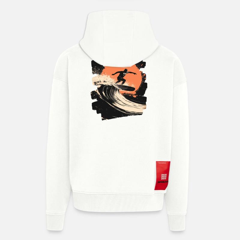 Surfeur Surf Planche de surf Surf - Veste à capuche bio épaisse oversize fabriqué en UE - OFF WHITE