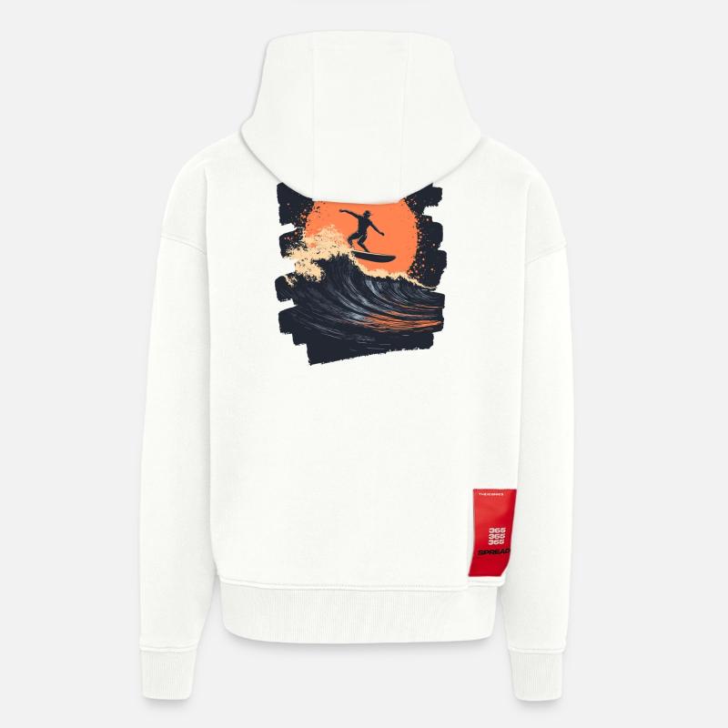 Surfeur Surf Planche de surf Surf - Veste à capuche bio épaisse oversize fabriqué en UE - OFF WHITE
