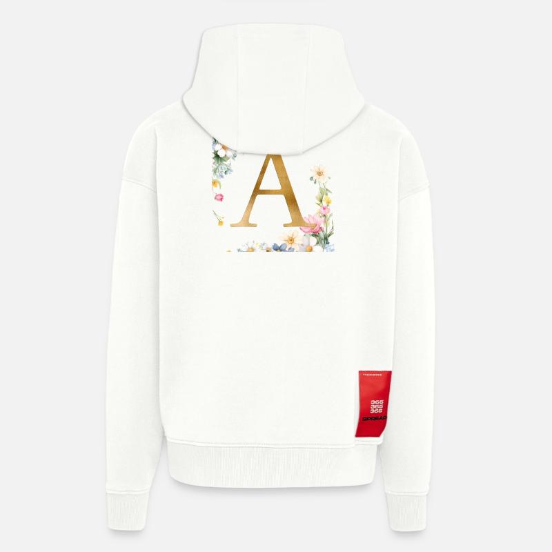 A Monogramm, Floral, personalisierbar - Zip Hoodie - made by SPREAD - OFF WHITE