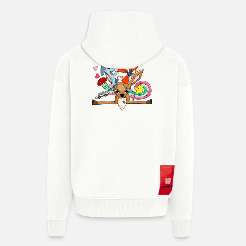 Süßes Reh, Hase Collage mit Regenbogen - Zip Hoodie - made by SPREAD - OFF WHITE