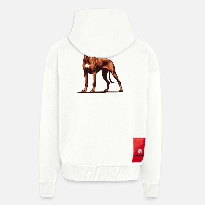 Rhodésian Ridgeback - Veste à capuche bio épaisse oversize fabriqué en UE - OFF WHITE