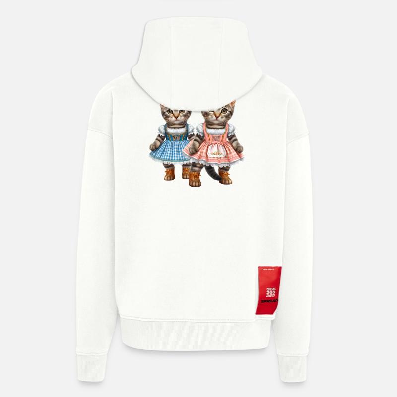 Chatons Dirndl - Veste à capuche bio épaisse oversize fabriqué en UE - OFF WHITE
