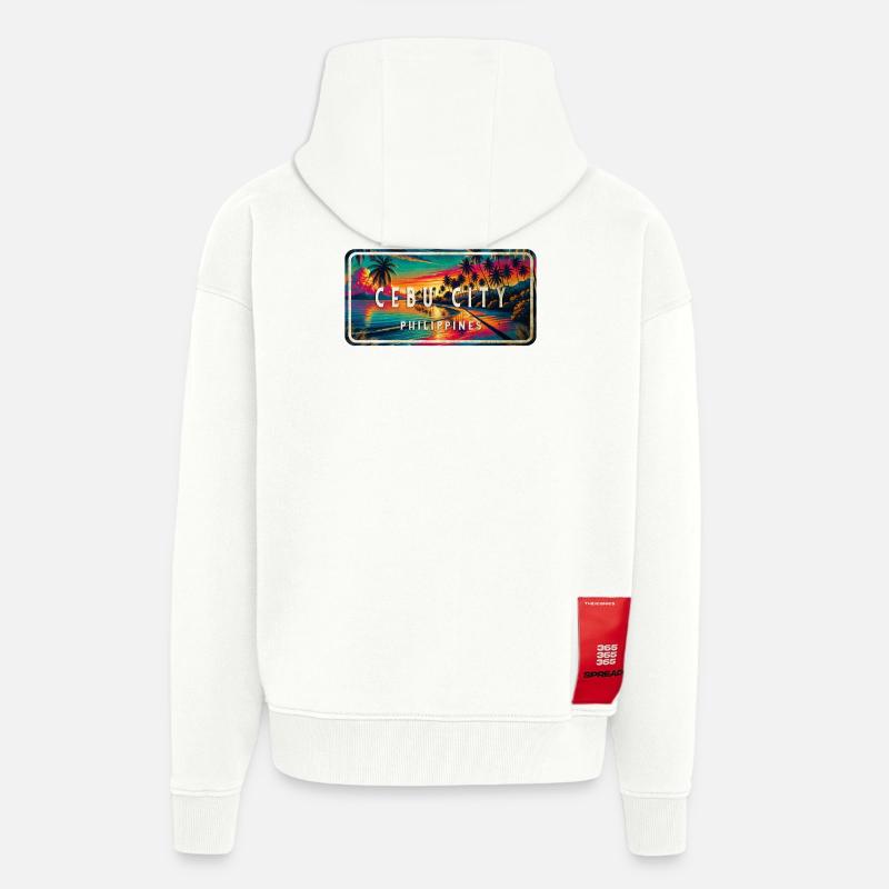 Cebu City – Tropical Retro Sign - Zip Hoodie - made by SPREAD - OFF WHITE