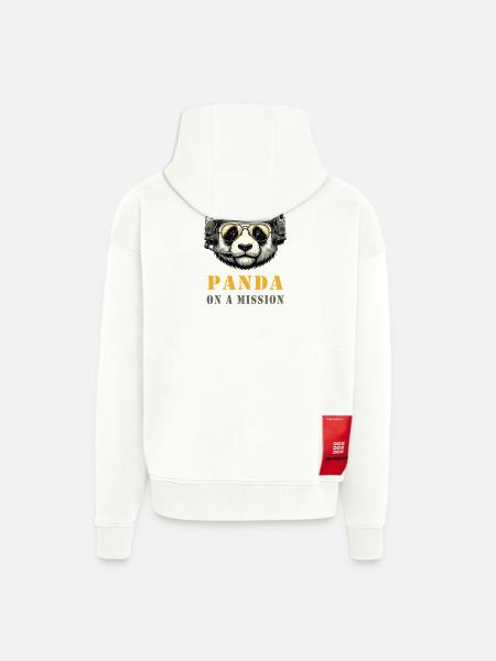 Panda in Mission / Military - Zip Hoodie - made by SPREAD - OFF WHITE