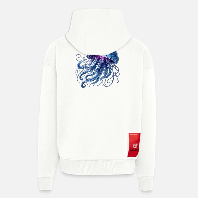 Conception de méduse - Veste à capuche bio épaisse oversize fabriqué en UE - OFF WHITE