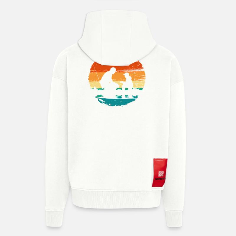 Sunset Silhouette Duo de Pêche - Veste à capuche bio épaisse oversize fabriqué en UE - OFF WHITE