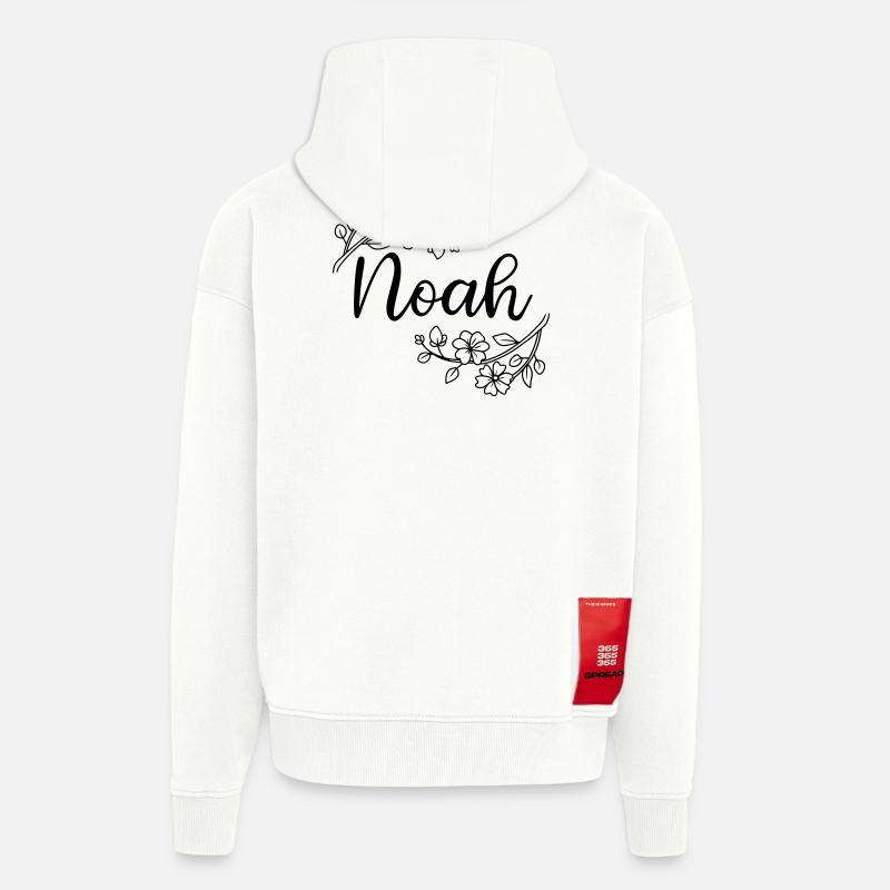 Noé | Nom du nom | Vectographie ! - Veste à capuche bio épaisse oversize fabriqué en UE - OFF WHITE