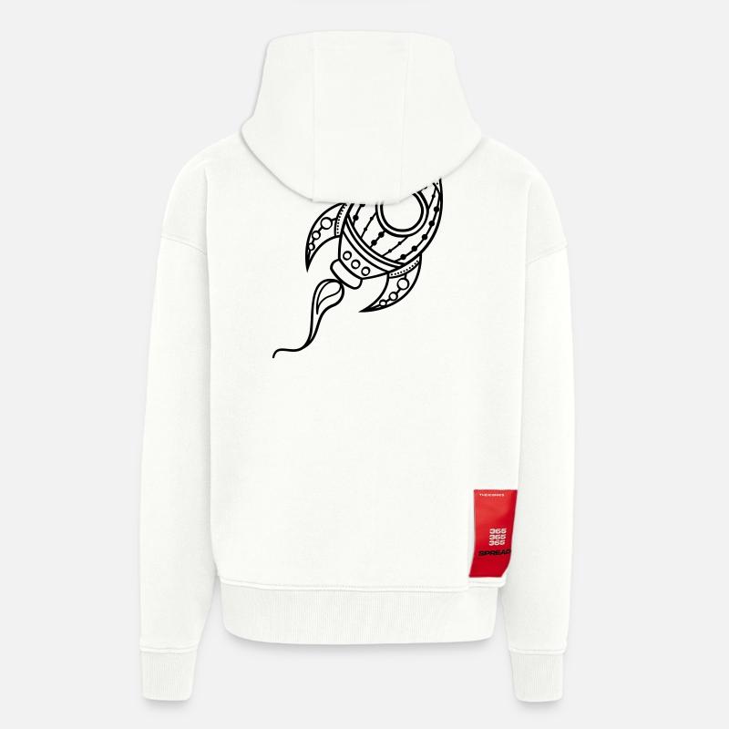 Fusée Doodle Voyage dans l’espace - Veste à capuche bio épaisse oversize fabriqué en UE - OFF WHITE