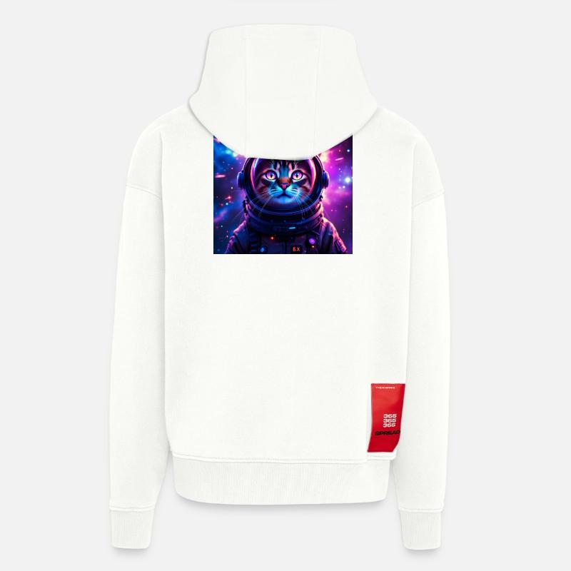 Chat de l’espace - Veste à capuche bio épaisse oversize fabriqué en UE - OFF WHITE