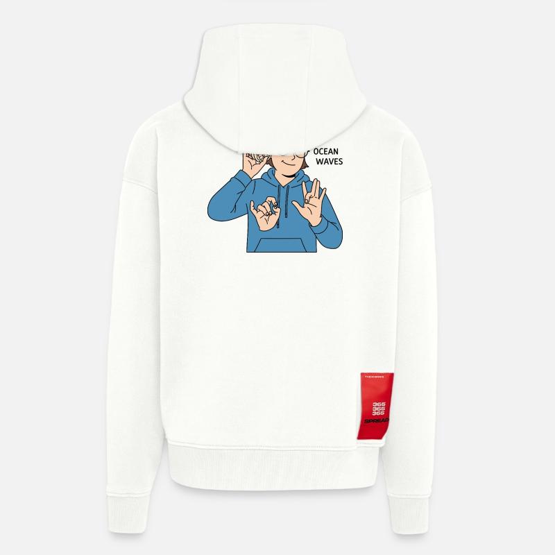 Gebärdensprache Ocean Waves - Zip Hoodie - made by SPREAD - OFF WHITE
