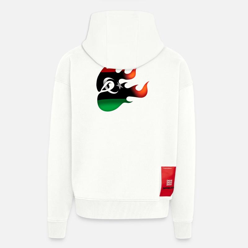 Drapeau de la Libye - Libye - Ninja - Veste à capuche bio épaisse oversize fabriqué en UE - OFF WHITE