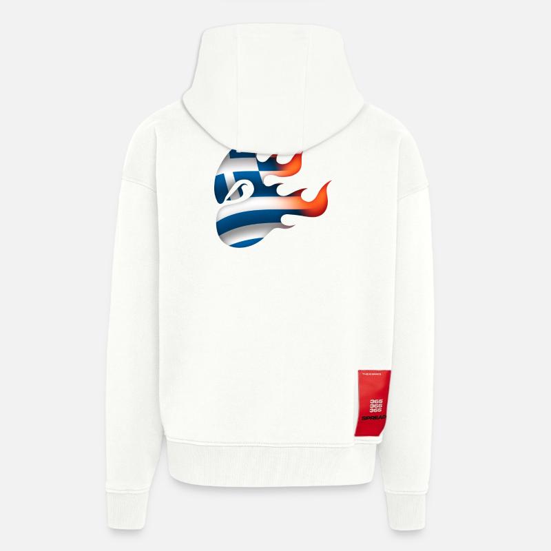Drapeau de la Grèce - Grèce - Ninja - Veste à capuche bio épaisse oversize fabriqué en UE - OFF WHITE