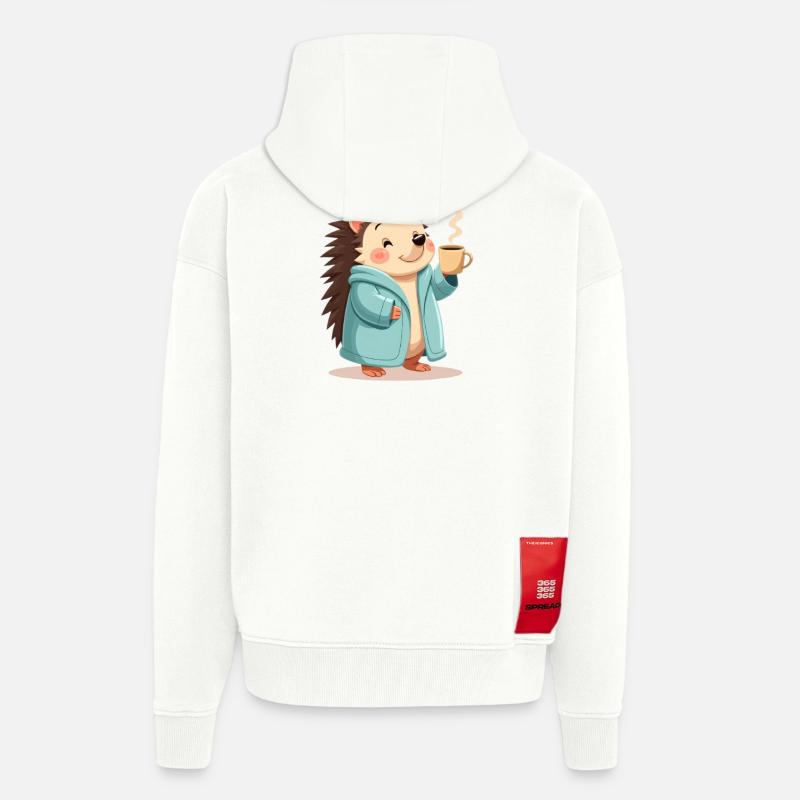 Hedgehog Mit Kaffee Pullover Design - Zip Hoodie - made by SPREAD - OFF WHITE
