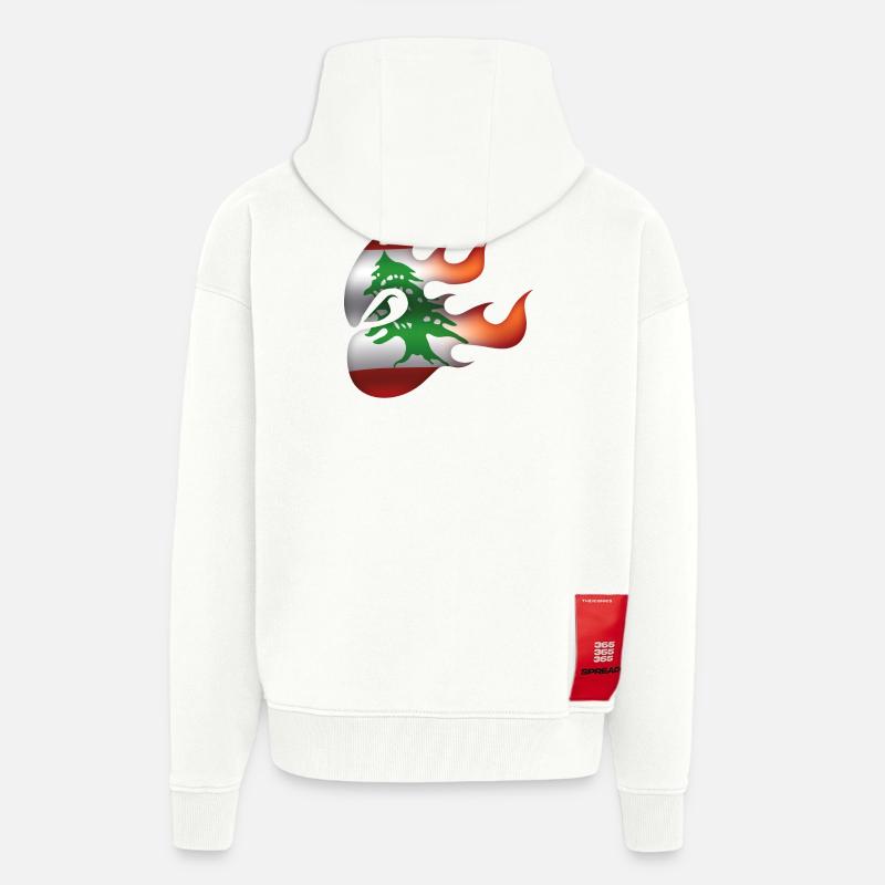 Drapeau du Liban - Liban - Ninja - Veste à capuche bio épaisse oversize fabriqué en UE - OFF WHITE