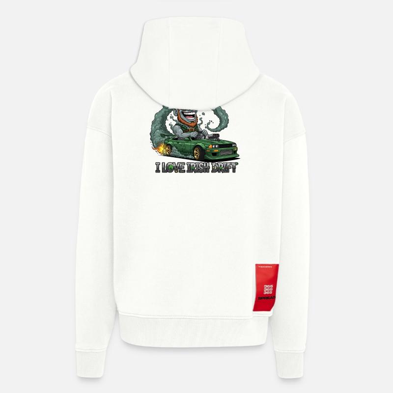 Saint-Patrick Cascade Drifting Design - Veste à capuche bio épaisse oversize fabriqué en UE - OFF WHITE