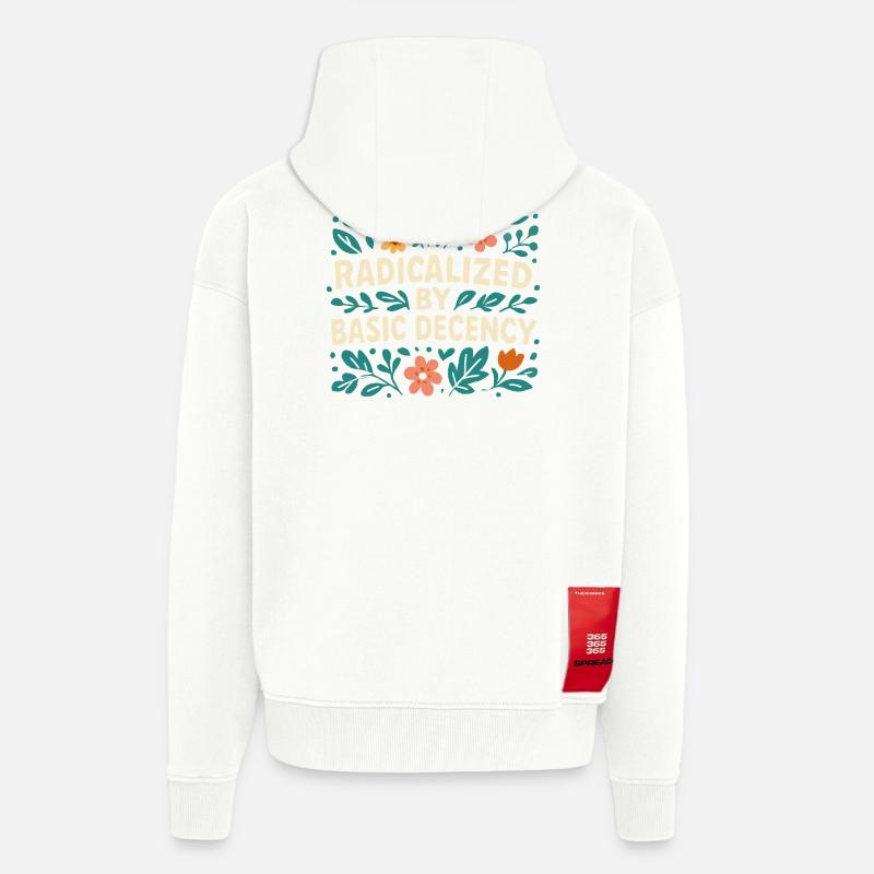 Radicalized by basic decency - Zip Hoodie - made by SPREAD - OFF WHITE