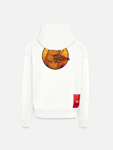 Capybara plays violin in sunset - Zip Hoodie - made by SPREAD - OFF WHITE