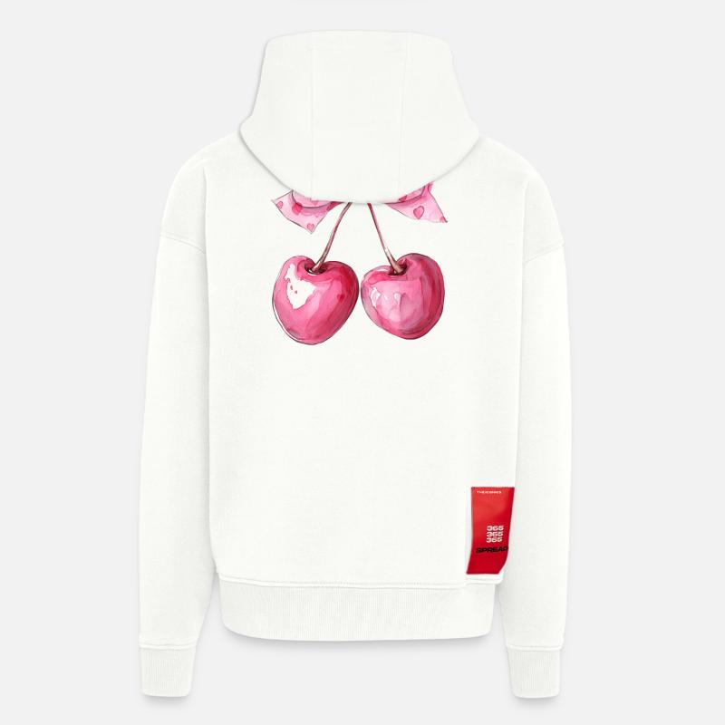 Chemise Coquette Cherry Heart Bow - Veste à capuche bio épaisse oversize fabriqué en UE - OFF WHITE