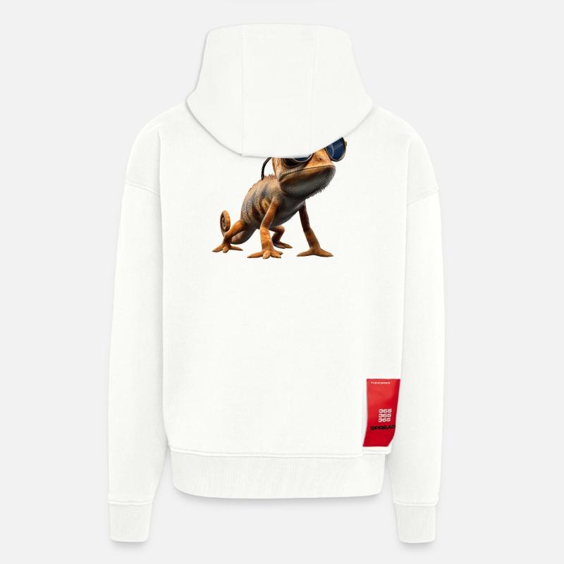 Chameleon Lizard Reptile Chameleon Iguana Lizard - Zip Hoodie - made by SPREAD - OFF WHITE