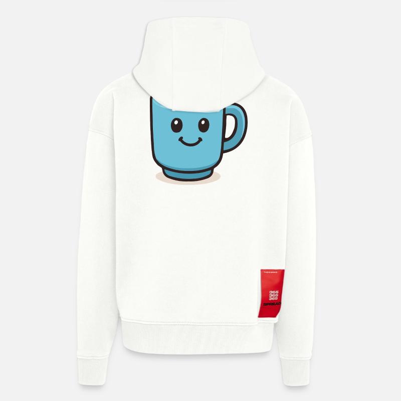 Fröhlicher Kaffeebecher - Zip Hoodie - made by SPREAD - OFF WHITE