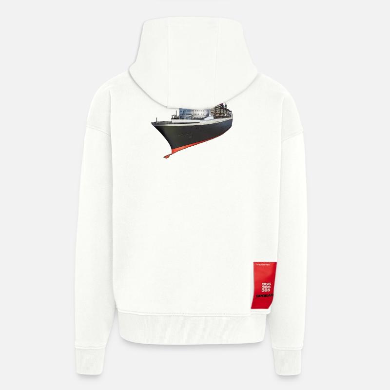 Conception classique d'un navire de croisière - Veste à capuche bio épaisse oversize fabriqué en UE - OFF WHITE