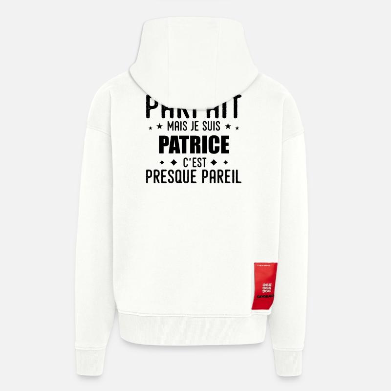 Patrice: authentisch, unvollkommen, oberflächlich, perfekt - Zip Hoodie - made by SPREAD - OFF WHITE
