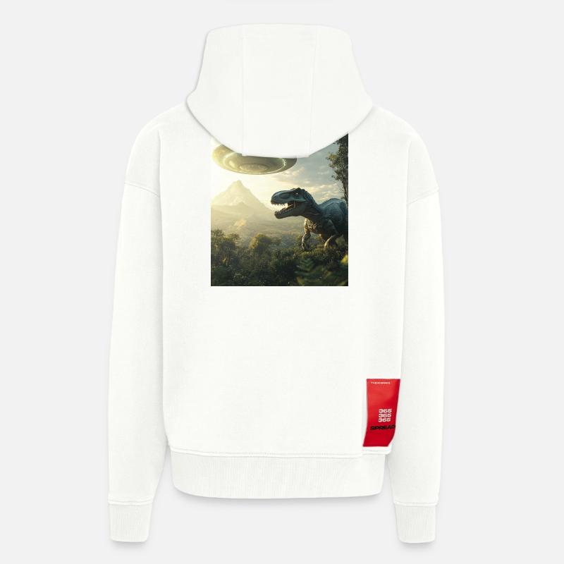 T-Rex Selfie mit UFO - Zip Hoodie - made by SPREAD - OFF WHITE