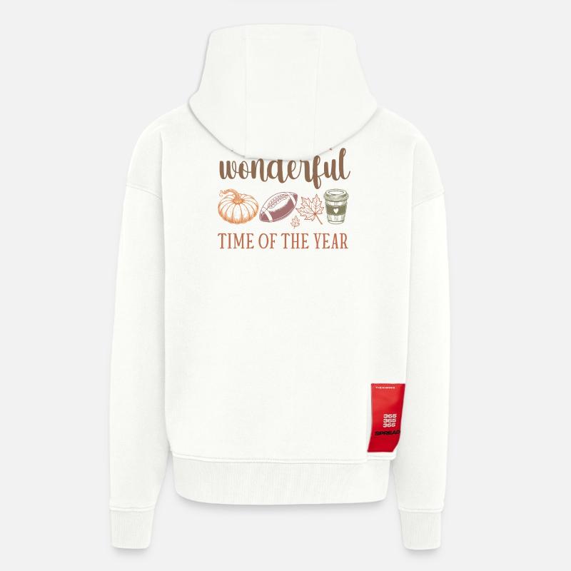 Automne douillet avec citrouille et café - Veste à capuche bio épaisse oversize fabriqué en UE - OFF WHITE