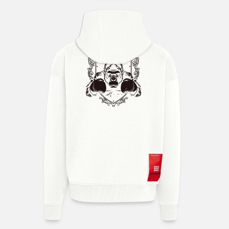 Gorilla mit Kampfpose - Zip Hoodie - made by SPREAD - OFF WHITE