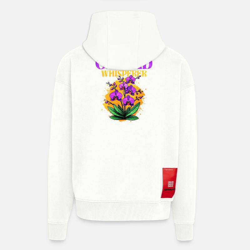 Conception de murmure d'orchidée - Veste à capuche bio épaisse oversize fabriqué en UE - OFF WHITE