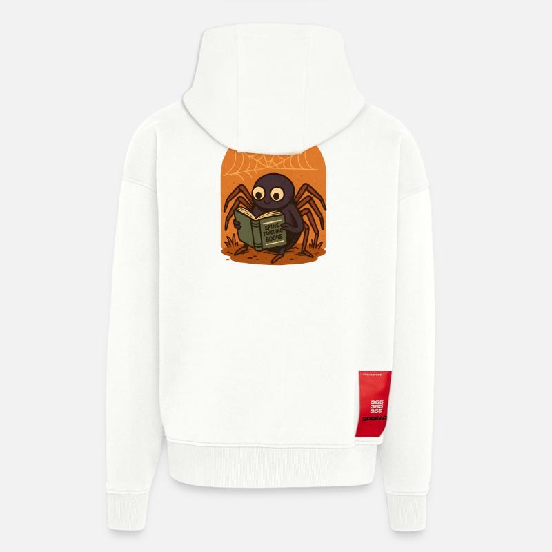 Spider reader insect design with sunset - Zip Hoodie - made by SPREAD - OFF WHITE
