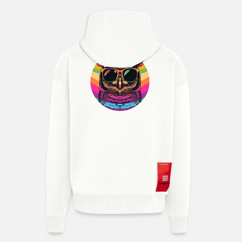 Bunte Retro Eule mit Sonnenbrille - Zip Hoodie - made by SPREAD - OFF WHITE