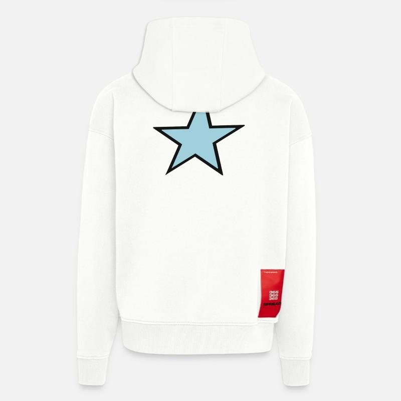 Heller blauer Stern mit schwarzem Rand - Zip Hoodie - made by SPREAD - OFF WHITE