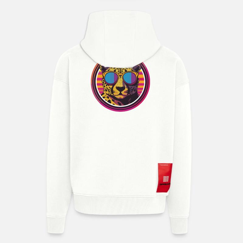 Leopard mit Sonnenbrille im Retro-Stil - Zip Hoodie - made by SPREAD - OFF WHITE