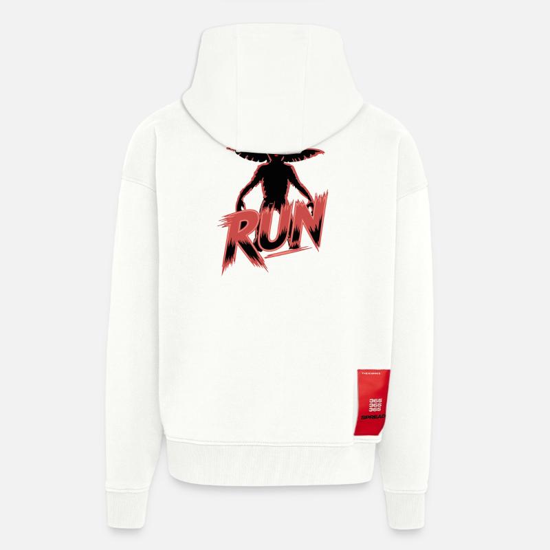 Conception de graffiti d’araignée en fuite - Veste à capuche bio épaisse oversize fabriqué en UE - OFF WHITE