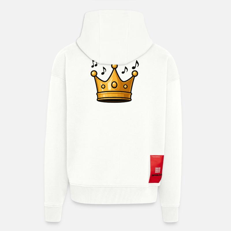 Couronne du roi avec éléments musicaux - Veste à capuche bio épaisse oversize fabriqué en UE - OFF WHITE