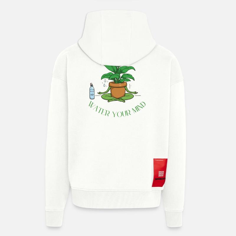 Water your mind - Meditation & innerer Frieden - Veste à capuche bio épaisse oversize fabriqué en UE - OFF WHITE