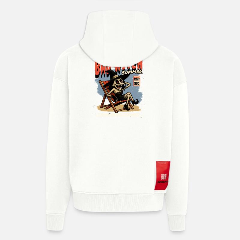 Crâne Sorcière dans Vampire d’été - Veste à capuche bio épaisse oversize fabriqué en UE - OFF WHITE