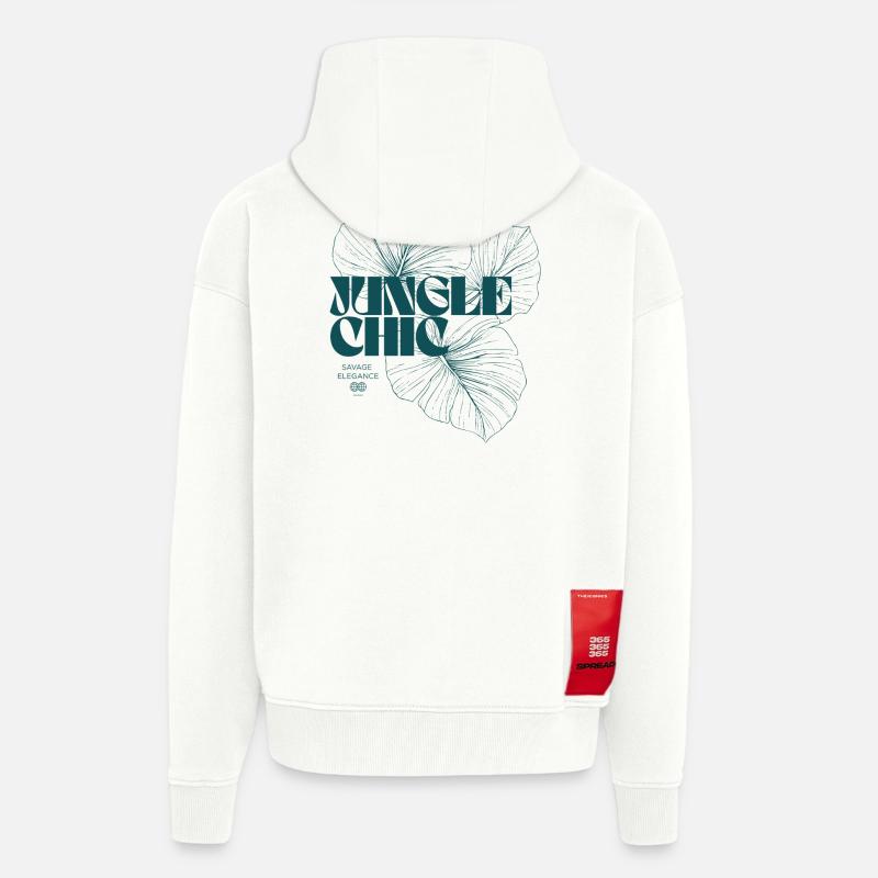 Botanical Jungle Monstera Leaf Pattern Design - Zip Hoodie - made by SPREAD - OFF WHITE