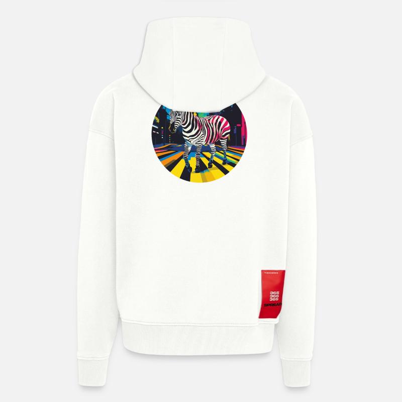 Buntes Zebra in Neon-Stadtbild - Zip Hoodie - made by SPREAD - OFF WHITE