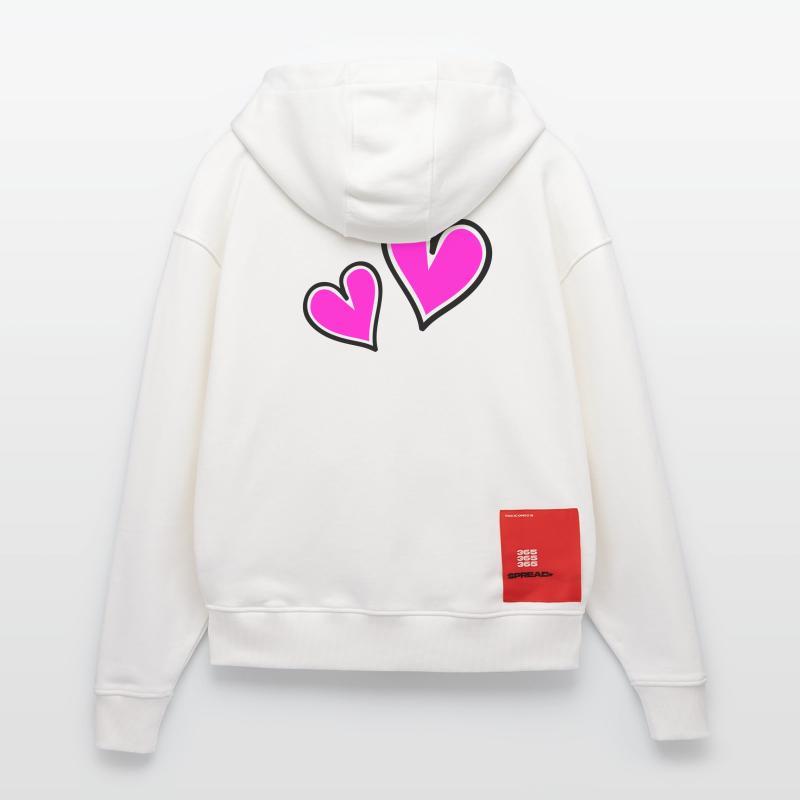 Bright Pink Heart Pattern Zip Hoodie - made by SPREAD